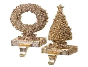 10" Gilded Gold Resin Berry Stocking Holder