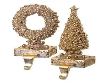 10" Gilded Gold Resin Berry Stocking Holder