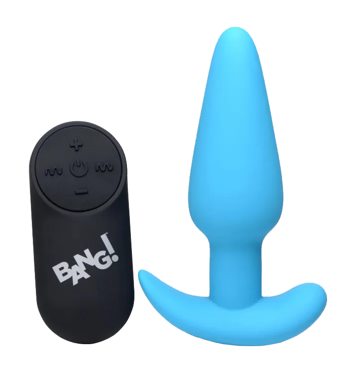 BANG Remote Control 21X Vibrating Silicone Butt Plug - Blue