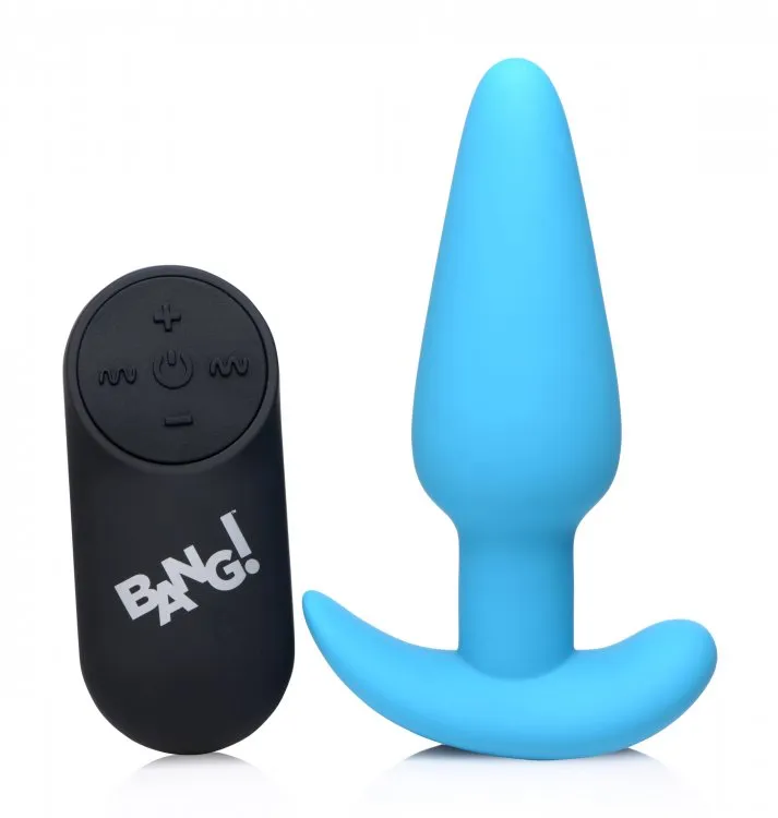 BANG Remote Control 21X Vibrating Silicone Butt Plug - Blue