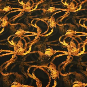 Black Background with Gold Rope Printed Fabric