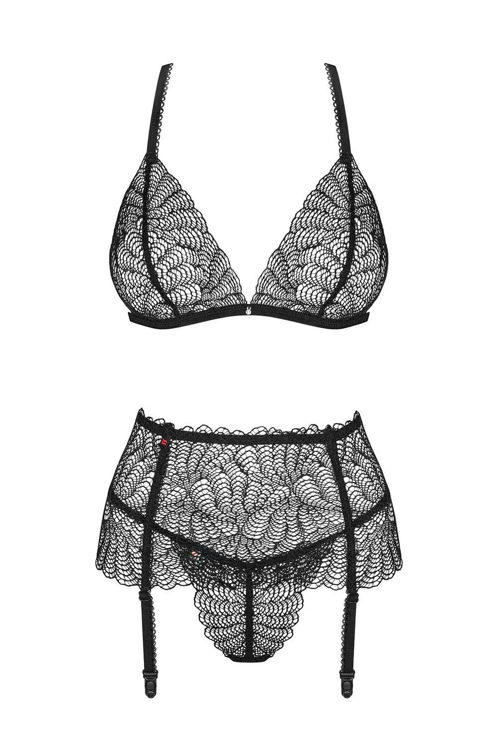 Chiccanta Bra, Thong & Garter Belt, Size L-XL (UK 12-14)