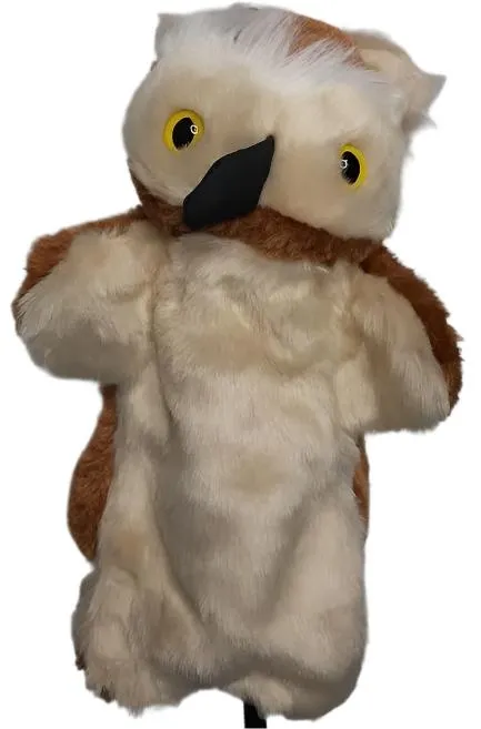 Children's Hand Puppet-Owl-Brown/White-r782238