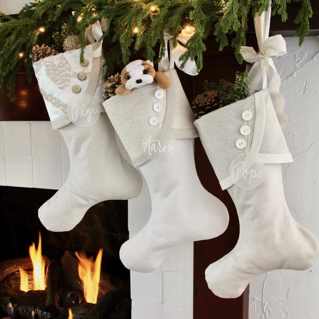 Elegant & Timeless White Christmas Stockings - All the Shades of White, Ivory, Bone and Cream - Neutral Elegance for All!