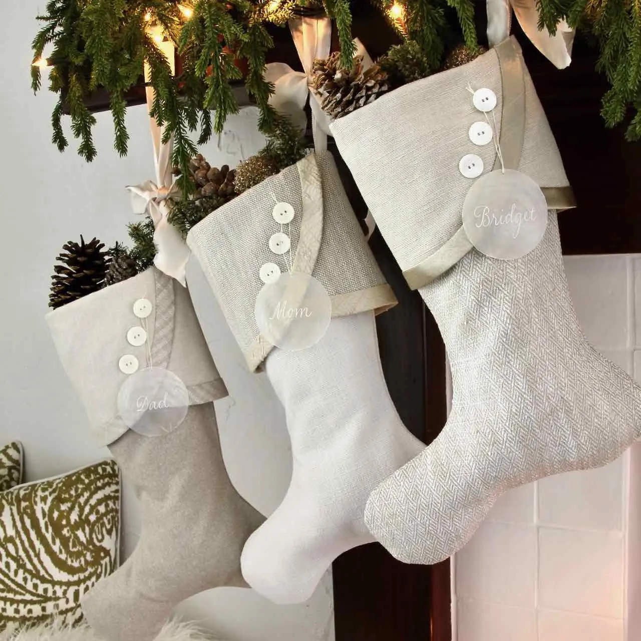 Elegant & Timeless White Christmas Stockings - All the Shades of White, Ivory, Bone and Cream - Neutral Elegance for All!