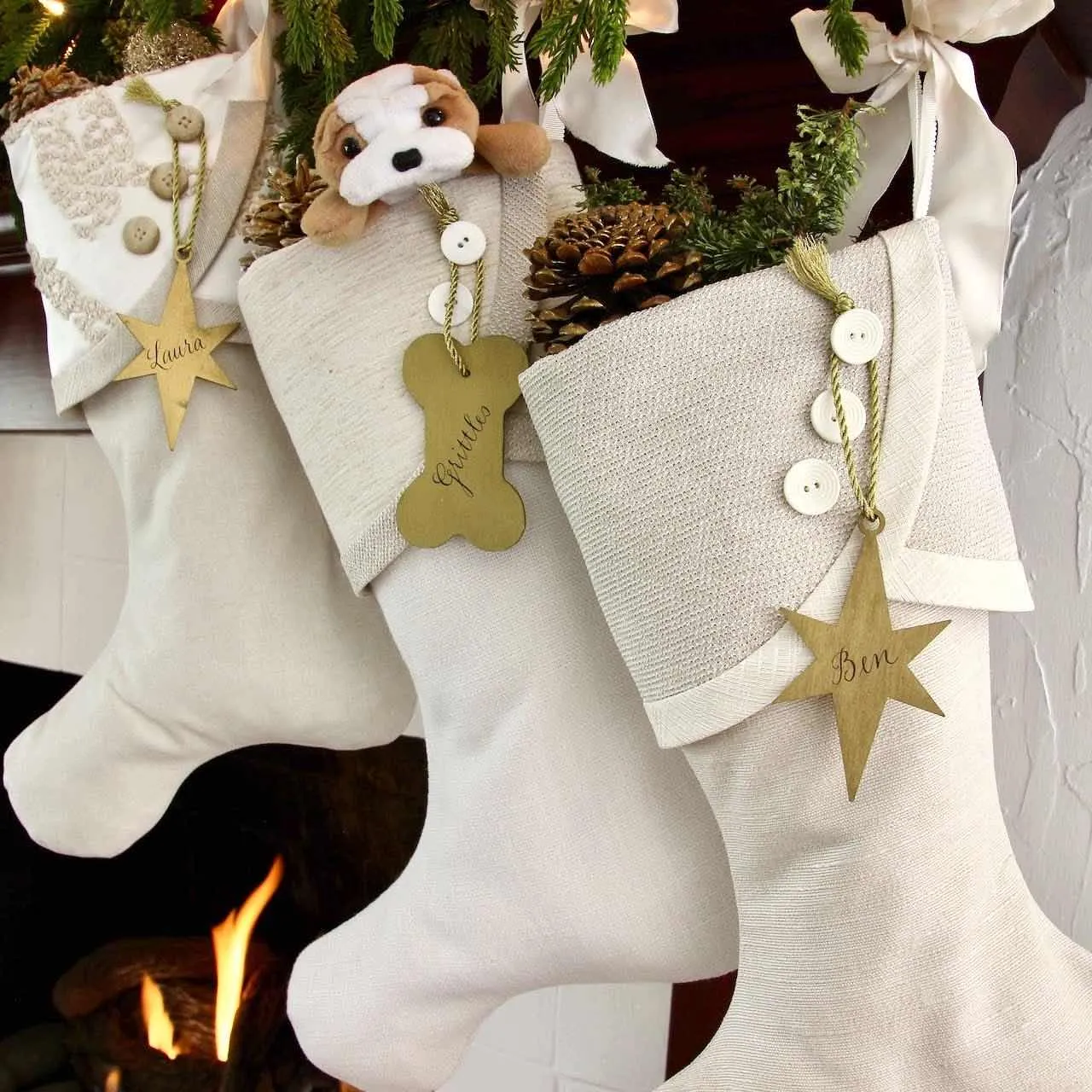 Elegant & Timeless White Christmas Stockings - All the Shades of White, Ivory, Bone and Cream - Neutral Elegance for All!