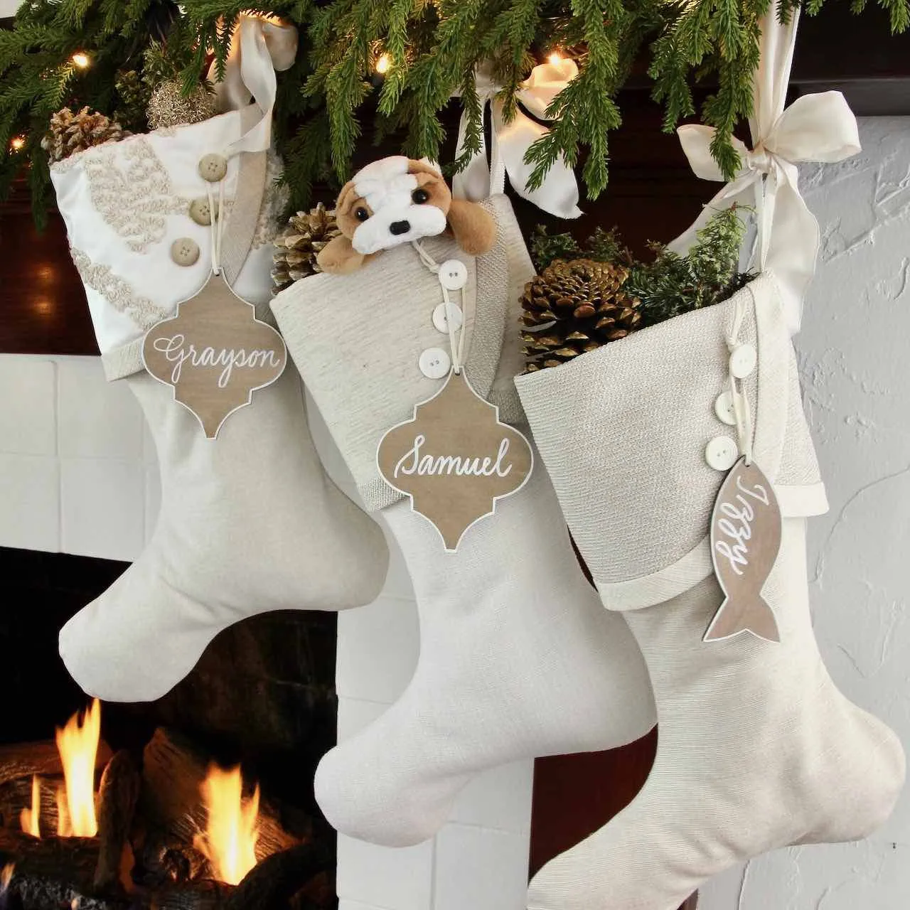 Elegant & Timeless White Christmas Stockings - All the Shades of White, Ivory, Bone and Cream - Neutral Elegance for All!