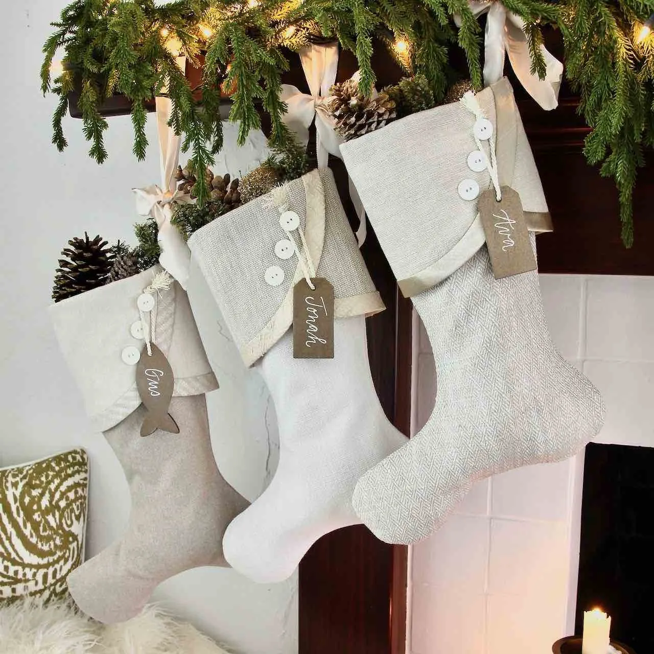 Elegant & Timeless White Christmas Stockings - All the Shades of White, Ivory, Bone and Cream - Neutral Elegance for All!