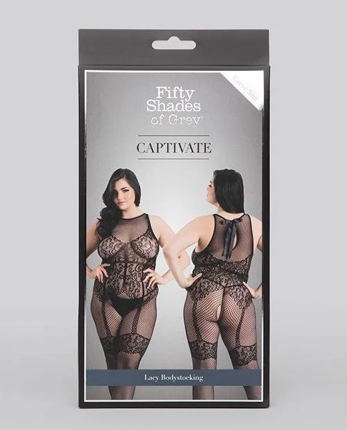 Fifty Shades Of Grey Captivate Lacy Body Stocking Black O/s Curve