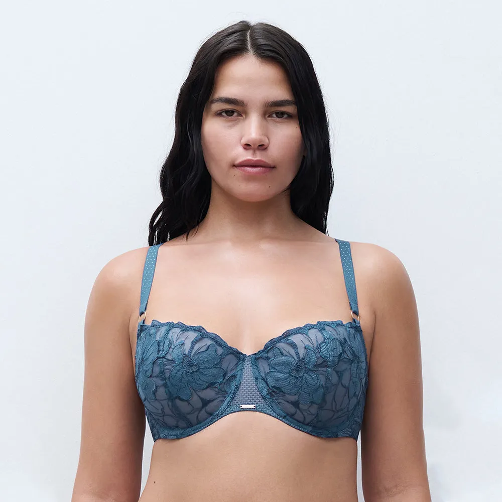 Fleurs Jeans Blue Half Cup Bra