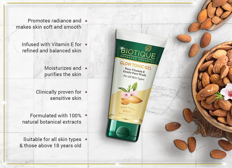 GLOW TONIC GEL Pure Vitamin E Gentle Face Wash 150ml