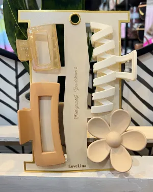 Hair Clip Set in Ivory