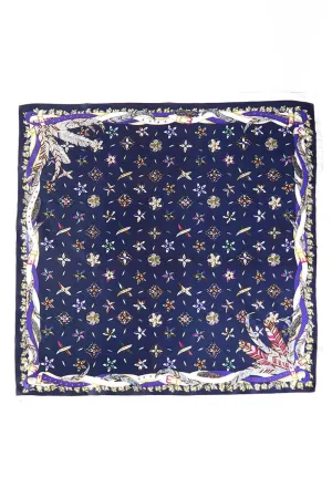 In Fine Feather Navy Square Satin Scarf