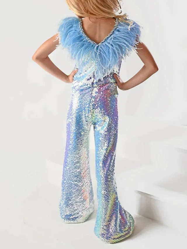 Kids Sparkle Jumpsuit with feathers