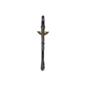 Magick Wand - Amethyst Point w/ Gold Isis
