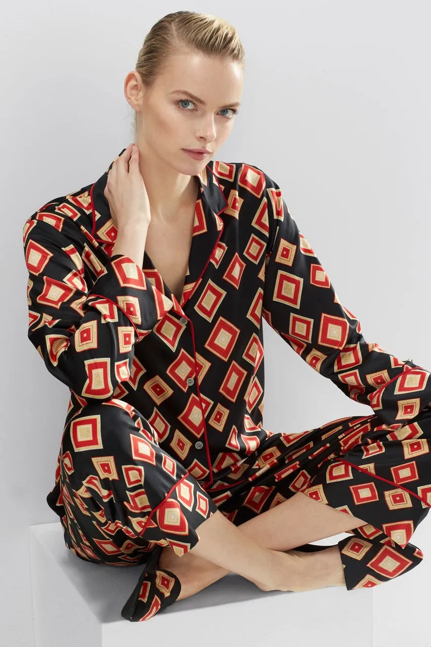 Obi Printed Feathers Satin PJ