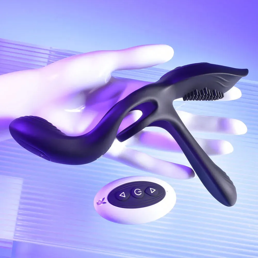 Playboy Pleasure The 3 Way -  USB Rechargeable Vibrating Cock Ring with Wireless Remote