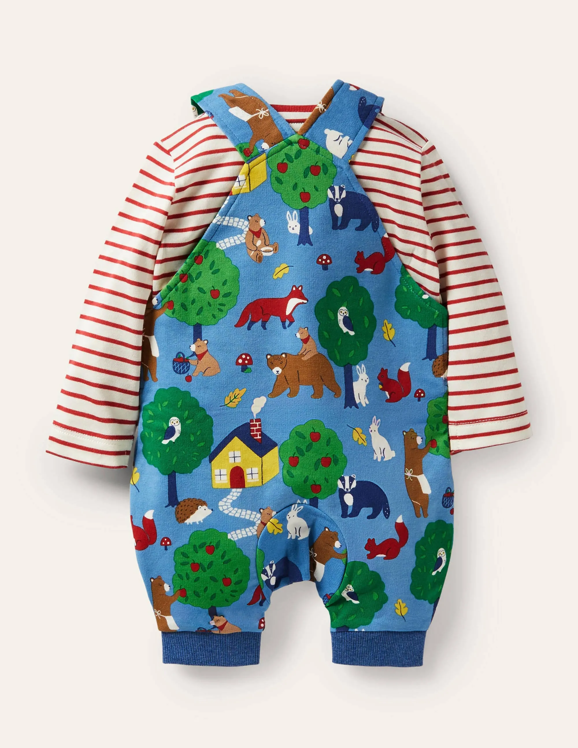 Printed Jersey Dungaree Set-Elizabethan Blue Bears