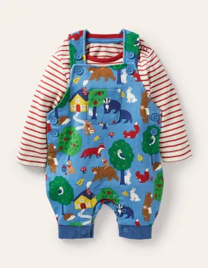 Printed Jersey Dungaree Set-Elizabethan Blue Bears