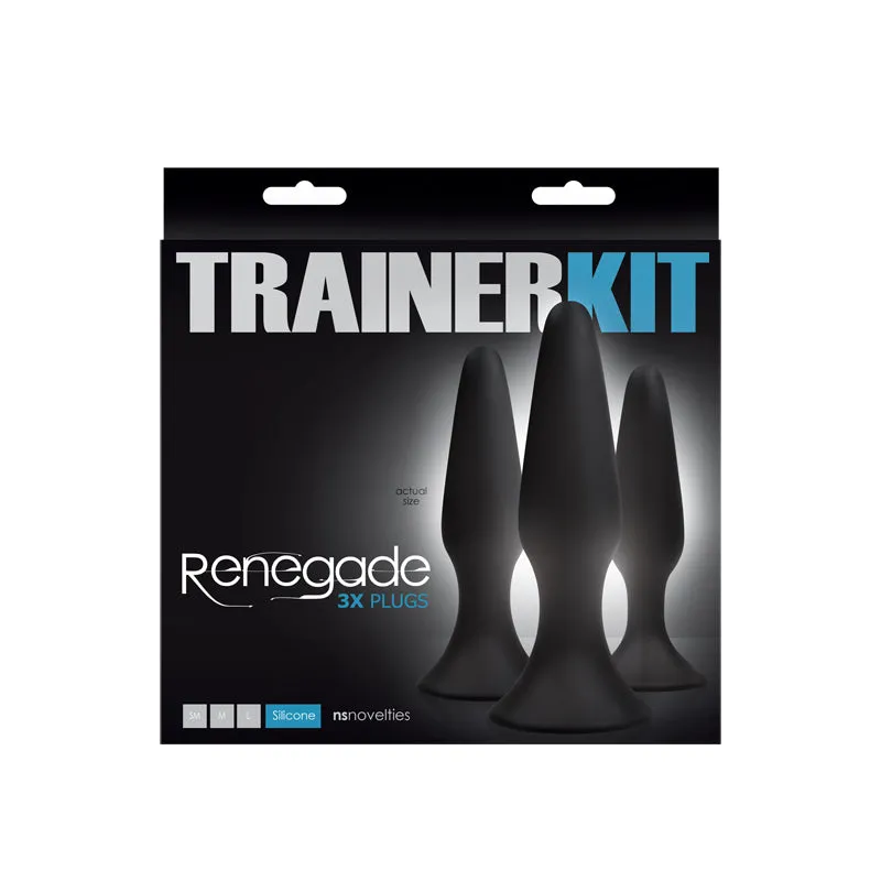 Renegade Sliders Multi Size Tapered Butt Plug Anal Trainer Kit Black