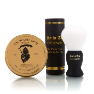 Smolder Soap and Satin Tip - The Purest White Shave Brush Combo